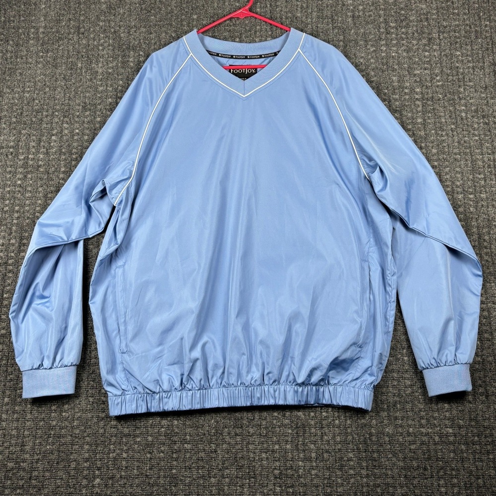 FootJoy V-Neck Windshirt Golf Pullover XL Blue White Trim